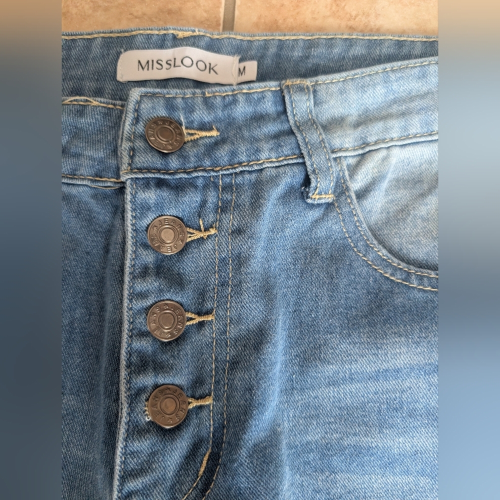 MISSLOOK Light Blue Women's Straight Leg Jeans - Picture 3 of 8
